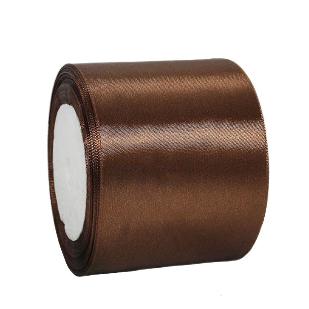 Wide Coffee Ribbon 100mm Satin Ribbons for Gift Wrapping, 22m 3.9Inch Cake Ribbon Silk Thick Ribbons Coffee for Crafting,Christmas,Wedding Car,Hair Bows,Bouquets,Party,Cake Decorations