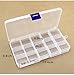 CUMUO 3pcs 15 Clear Adjustable Jewelry Bead Organizer Storage Box Container Case (15 Grids)