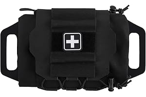 DLXARSOT Tactical IFAK Pouch, MOLLE Rapid Tear-Away First-aid Belt Pouch Survival Two-Piece System Med Roll Carrier Hypalon H