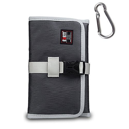 Toiletry Cosmetic Bag with Hanging Hook, Glovion BUBM Electronics Accessories Organizer, Portable Traveling Carry Case, Roll-Up Gear Storage Bag for Bathroom Make up - Grey