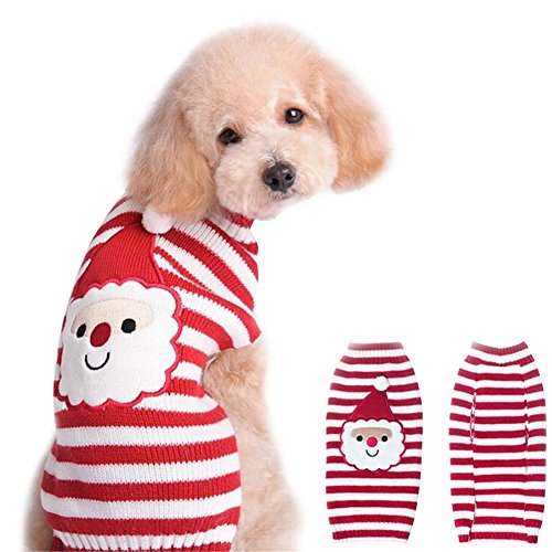 NACOCO Santa Claus Pet sweater Dog sweaters Cold Weather Outfit for small to medium sized dogs and cats for Christmas day (Medium)