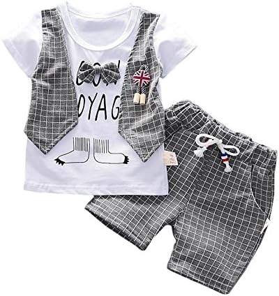 Mummamia Bon Voyage Print Vest Style Tee & Shorts - Grey