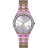 Guess Blue + Rose Gold-Tone Crystal Silicone Watch