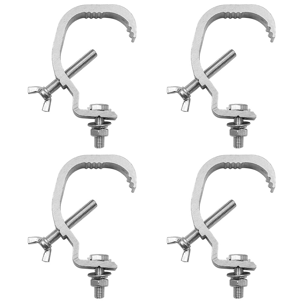 WANGCL 4PCS Heavy Duty Cast Aluminum Stage Light Clamp Slip Prevention Stage Light Hook Kit for DJ Projector Moving Head Light Hook