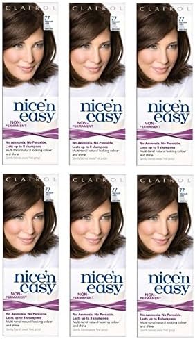 Clairol Nice N' Easy Hair Color #77, Medium Ash Brown (Pack of 6) Uk Loving Care + FREE Assorted Purse Kit/Cosmetic Bag Bonus Gift