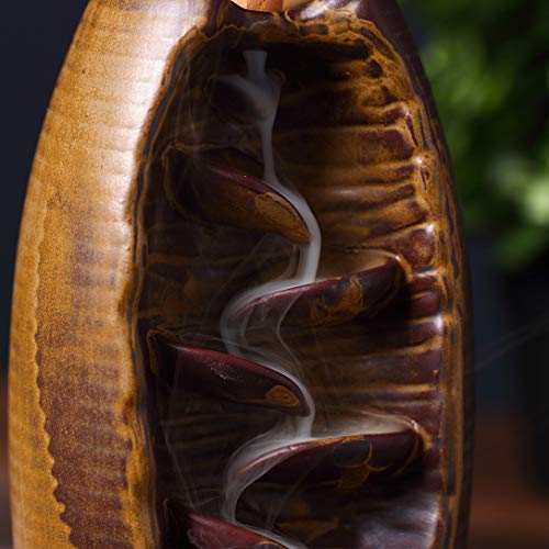 INONE Ceramic Incense Holder, Waterfall Backflow Incense Cone Burner, Free 30 pcs Incense Cone - Thumbnail 4