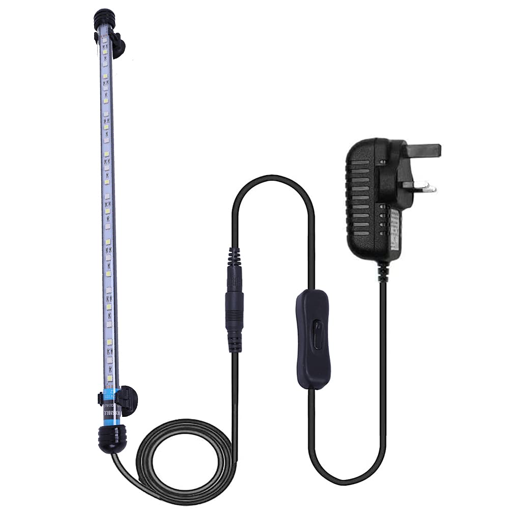 VARMHUS Submersible LED Aquarium Light, 48 cm Underwater Fish Lamp Waterproof Aquarium Lighting for Fish Tank (Blue and White Color)