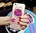 Black Lemon Cute Case for iPhone 7 Plus, Liquid Glitter Case for 8 Plus , Goblet Wine Glass Liquid Quicksand Flowing Floating Bling Glitter Sexy Makeup Case for Girls with Neck Lanyard (Rose)