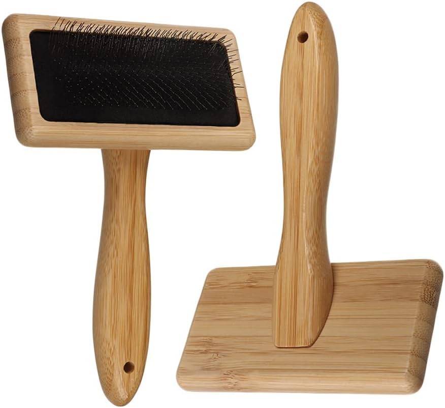 Wool Carders Needle Felting Brush, Hand Carders for Wool, Craft Wool Needle Felting Tools with Solid Wood Handle, Slicker Brush for Dogs, Spinning and Weaving, for Craft Felt Project (2Pcs)