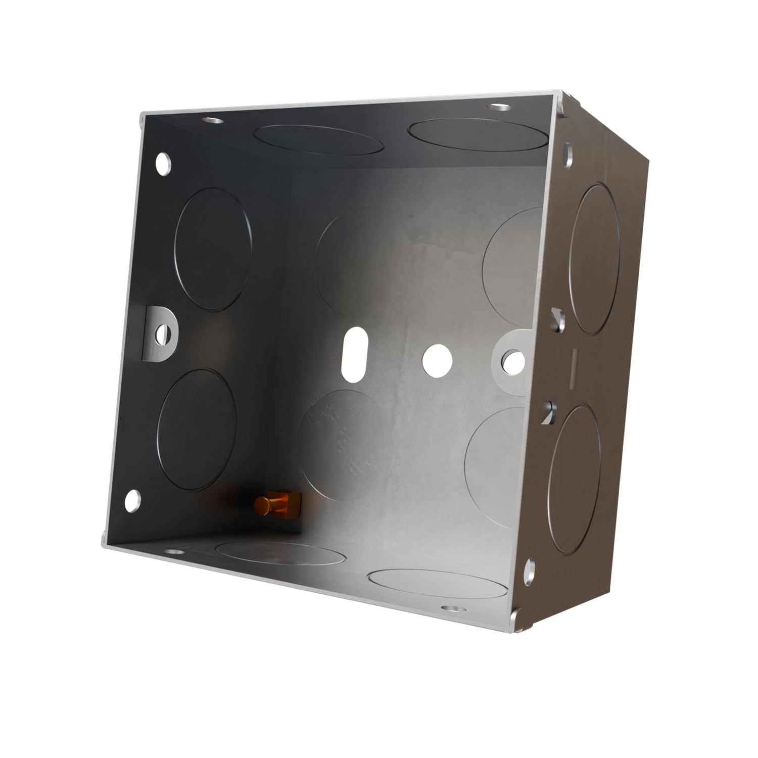 rhinocables Metal 1 Gang Single Socket Back Box, Single Pattress Box Mount, Flush Mount (1 Pack, 47mm)