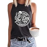 PUCKOLITY Womens Funny Skull Graphic Tank Tops Skeleton Funny Gothic Graphic Casual Sleeveless Shirts Novelty Horror Tee Tops