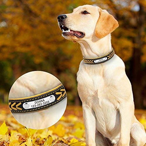 Assyrian Custom Leather Dog Collar Personalized Engraved Puppy Cat Dog Tag Collar With Nameplate For Small Medium Large Dogs (Size S)