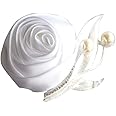 Jackcsale Boutonniere Bridegroom Groom Men's Boutonniere Boutineer with Pin for Wedding, Prom, Homecoming White Pack of 2
