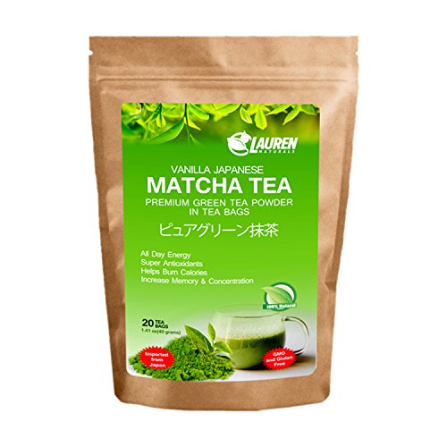 Vanilla Flavored Matcha Powder TEA BAGS: Imported Japanese Organic Matcha Powder in Tea Bags by Lauren Naturals: Great for - Risk Free Full Money Back Guarantee Vanilla Flavored Matcha Powder TEA BAGS: Imported Japanese Organic Matcha Powder in Tea Bags by Lauren Naturals: Great for - Risk Free Full Money Back Guarantee