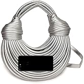 Hand-Woven Bread Women's Clutch Top Handle Satchel Shoulder Crossbody Creative Noodles Purses Underarm Bag Handbag