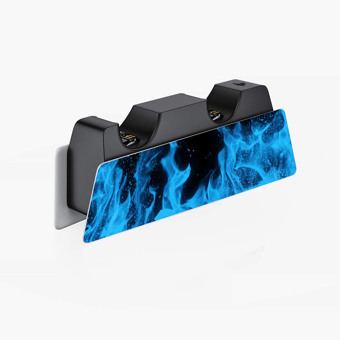 PlayVital Blue Flame Full Set Skin Decal for ps5 Console Disc Edition, Sticker Vinyl Decal Cover for ps5 Controller & Charging Station & Headset & Media Remote
