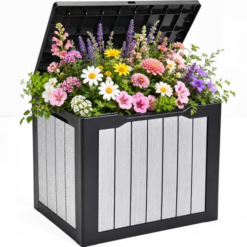 YITAHOME 35 Gallon Deck Box, Waterproof Resin Outdoor Storage Box, Doubles as B…