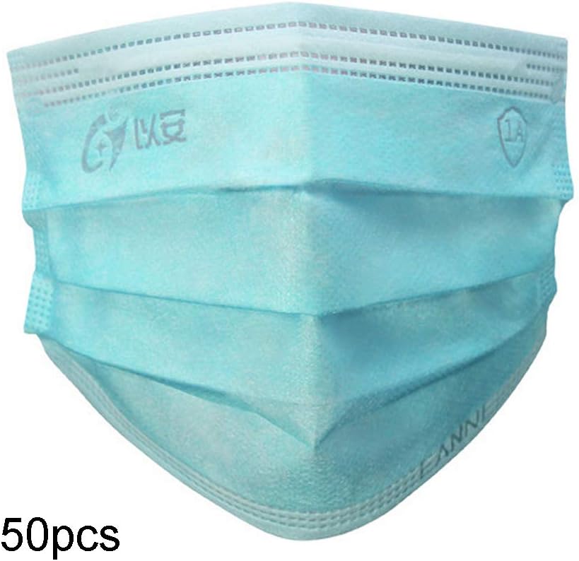 Ainany 50pcs Disposable Adult Mouth Covers Set for Outdoor, Dustproof & Anti-pollen, 3-Ply