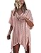 shermie Swimsuit Coverup for Women V Neck Loose Crochet Hollow Out Beach Coverups Pink