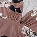 Teresamoon Floral Print Dress Women Autumn Winter Casual Long Sleeve Dress (Coffee, L)