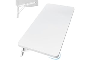Neoaider Upgrade Wall Mounted Folding Table 31.5”L x 15.7”W, Laundry Folding Table with Heavy Duty Metal Collapsible Shelf Brackets, Wall Mounted Desk Fold Down for Small Spaces, White