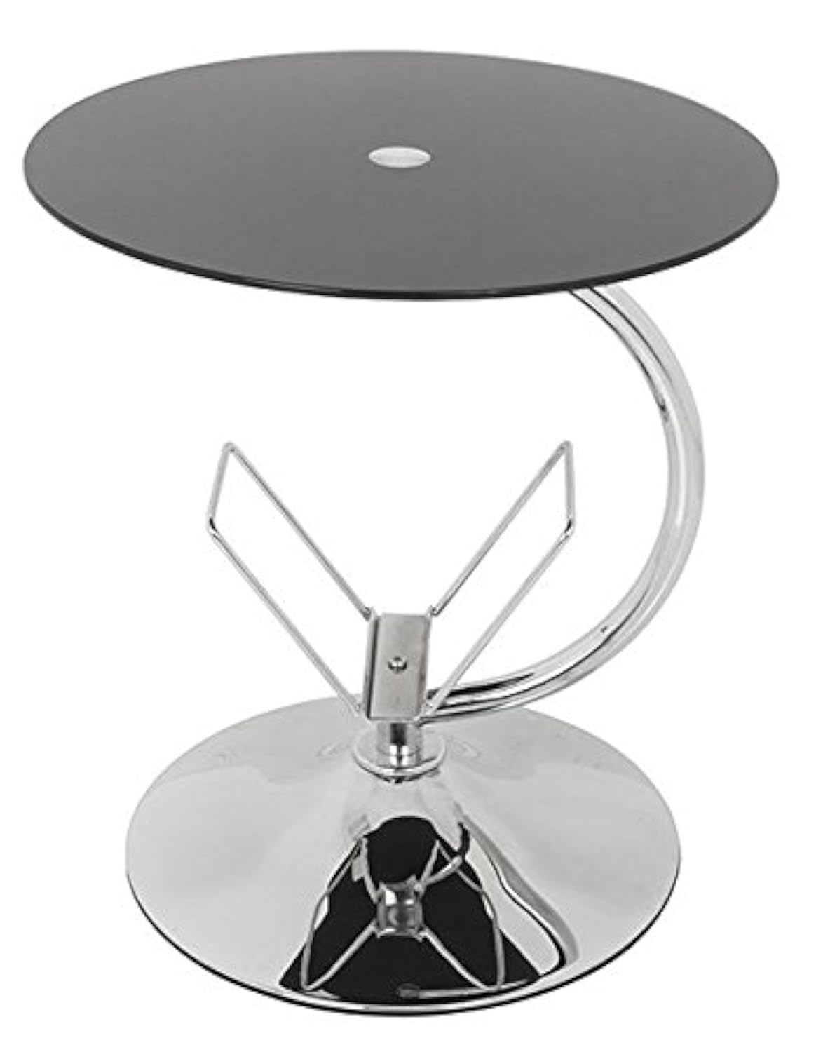 mahara Black Glass Decorative End Table Side Table Coffee Table, Round, 45cm x 45cm, for Living Rooms, Lounges, Study, etc