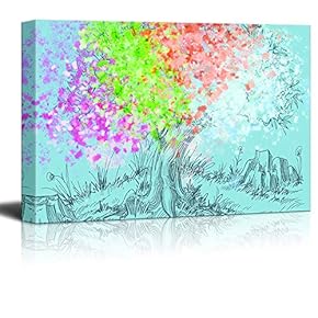 Wall26-Canvas Wall Art-Color Tree Oil Painting for Living Room-Giclee Painting Wall Bedroom Living House Decoration Home Art - 12x18 inches