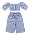 MAINESAKA Toddler Girl Stripe Off-Shoulder Tube Top + Pant Set Outfit (Blue, 1-2Years)