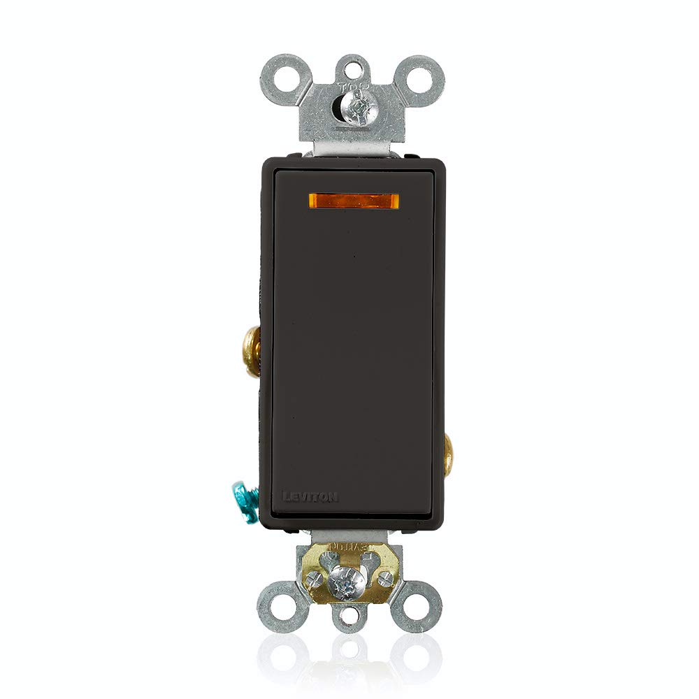 Photo 1 of Leviton 20-Amp 120-Volt Decora Plus Rocker Lighted Handle, Illuminated Off Single-Pole AC Quiet Switch, 5631-2E, Black