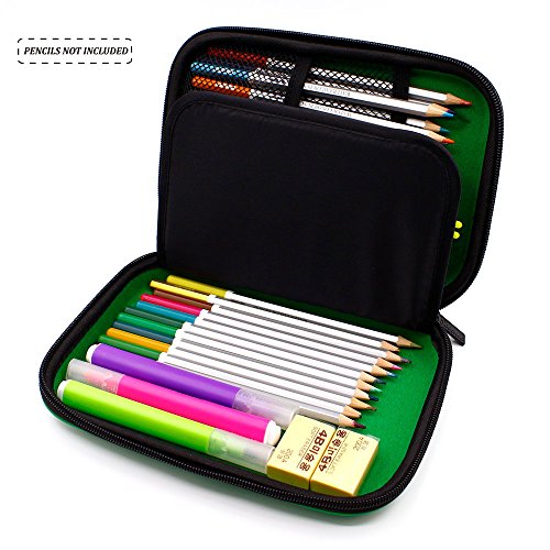 Cool Baseball Boys Dinosaur Pencil Case - Large Capacity Hardtop Pencil Box With Compartments - Colored Pencil Holder School Supply Organizer For Kids Girls Toddlers Children (Green)
