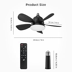 OSTIVE Socket Fan Light with Remote: 18'' Small