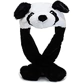YFEIQI Panda Hat with Ear Moving Jumping, Funny Cosplay Hat Cap for Girls,Cute Soft Plush Panda Headdress in Christmas/New Year Party
