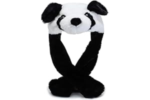 YFEIQI Panda Hat with Ear Moving Jumping, Funny Cosplay Hat Cap for Girls,Cute Soft Plush Panda Headdress In Christmas/New Year Party