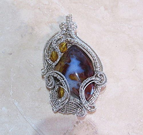 Blue-cast Agate/Jasper with Faceted Adornment in Sterling Silver