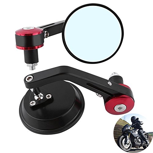 TUINCYN 7/8 Inch 22MM Motorcycle Handle End Rearview Mirrors Universal Round Aluminum Rear View Mirror Adapter Black for Yamaha Honda Triumph Ducati Motif (Pack of 2) - Thumbnail 6