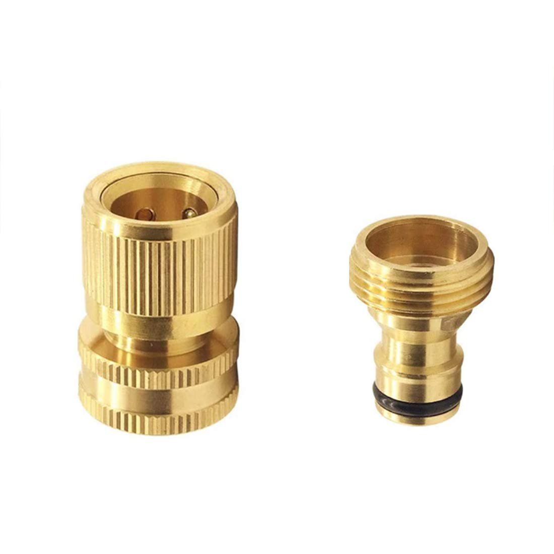 Concisea 1 Set (2PCS) 3/4inch Garden Hose Quick Connect,Brass Hose Connector Hose Pipe Connector Tap Hose Connector Female Thread Garden Hose Quick Connect Solid Brass Quick Connector