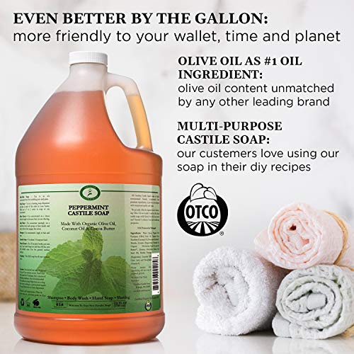 Carolina Peppermint Castile Soap Liquid SkinSoftening Olive Oil Soap Organic Body Wash Pure