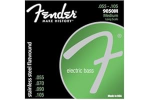 Fender 9050M Stainless Steel Flatwound Long Scale Electric Bass Guitar Strings - Medium