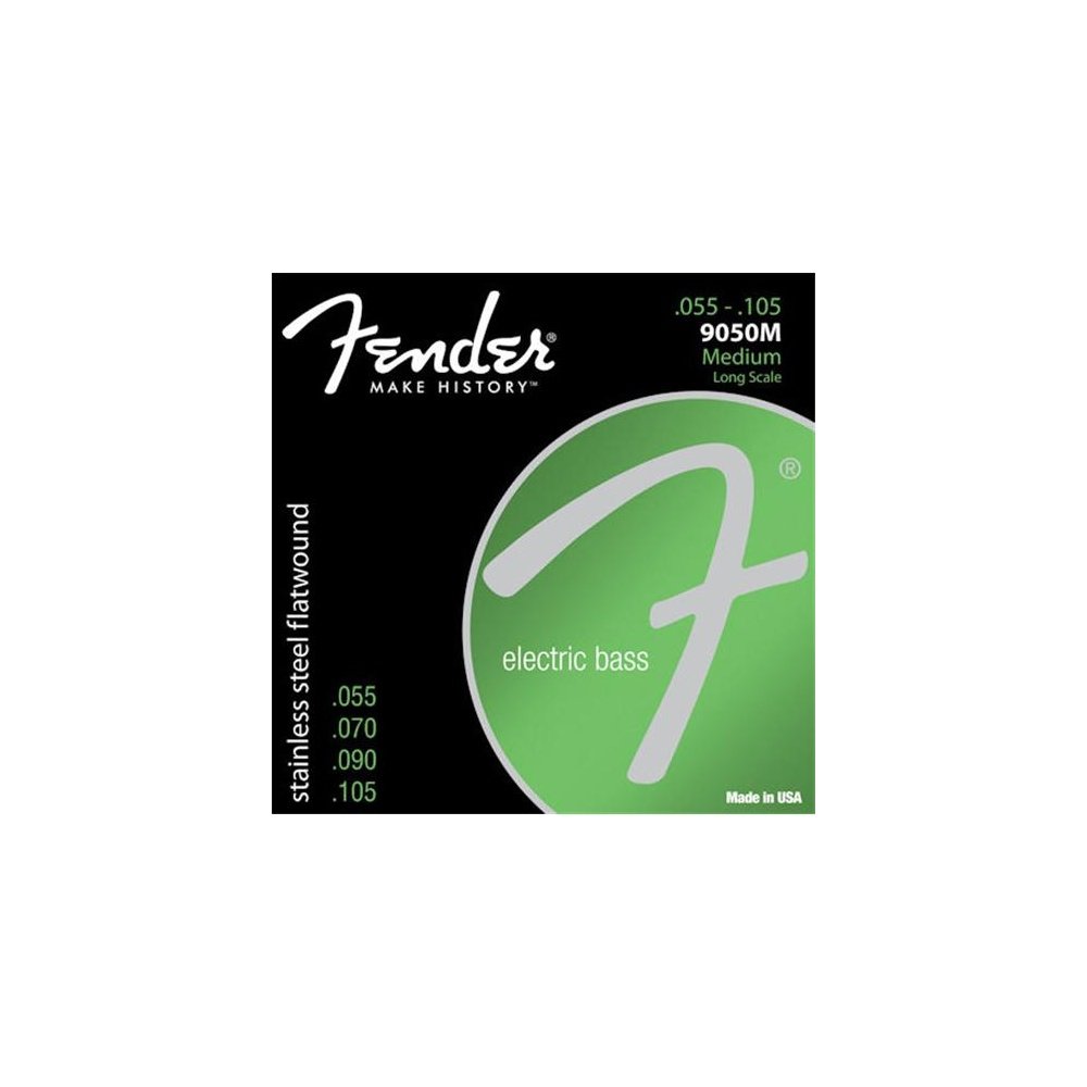 Fender 9050-M Stainless Steel Flat Wound Bass Guitar Strings 55-105