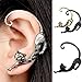 Hemlock Women Girl Gothic Punk Ear Cuff Wrap Clip Earrings (Black)