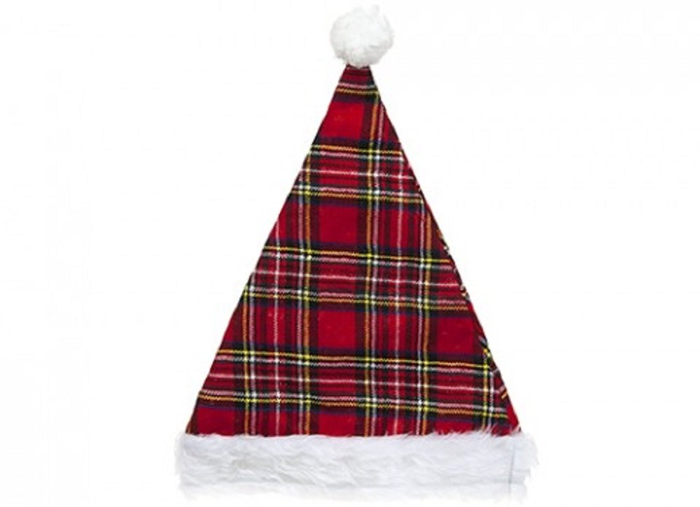 PMS 40 X 30CM TARTAN CHRISTMAS HAT WITH HANG TAG