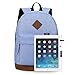 Hynes Eagle Casual Basic Backpack Simple School Bag Light Blue
