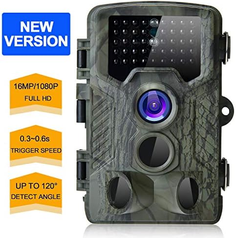 SOVACAM 【New Version】 Trail Camera 16MP 1080P FHD Game&Hunting Camera 120° Detection Area Night Vision Motion Activated up to 65ft with 42 Pcs Low-Glow IR LEDs IP65 Waterproof for Wildlife Monitoring