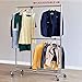Tatkraft Marvel Heavy Duty Adjustable Clothes Rack on Wheels, Rolling Double Rod Garment Rack, Chromed Steel