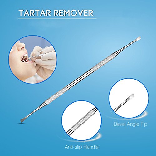 5Pcs/Pack Professional Stainless Steel Dental Tool Teeth Whitening Oral Deep Cleaning Care Kit( Dental Explorer,Sickle Scaler,Mouth Mirror,Hoe Scaler,Tweezer)