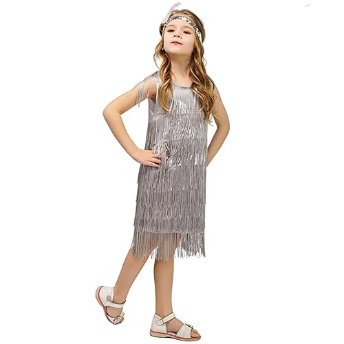 Girl's 1920s Flapper Costume Dress Fringe Tassel Gatsby 20s Halloween Party  Concert Music Festival Outfits Dan