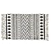 USTIDE Boho Cream & Black Cotton Rug - Washable, Hand Woven Fringe, Farmhouse Bath & Doormat - 2'x3'