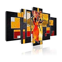 LONFENN African Woman,Modular Pictures Wall,Oil Painting,Home Decoration Painting,Background Decor Canvas Wall-Color-3,M