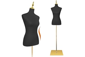 SHAREWIN Female Mannequin Torso Body Dress Form Sewing Mannequins 54"-76" Height Adjustable Dress Model Female Manikin Clothing Form w/Metal Base Stand Black Leather