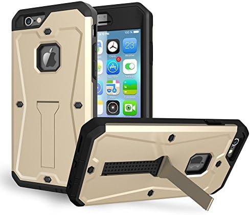 iPhone 6s plus Case,Sextile Armor Tank HEAVY DUTY Built-in Screen Protector Rugged Full Body Protective Durable Hybrid Case with Kick Stand iPhone 6s plus Cover (Gold)